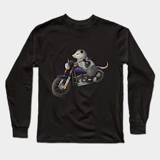 Opossum cruising on a motorcycle Long Sleeve T-Shirt